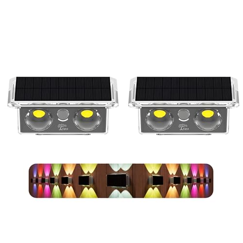 Image of Epyz Solar Wall Light Outdoor UP & Down Waterproof Garden Decoration Wall Lamps Step Small Night Lamp Garden Lighting Fence Courtyard Decor 2 LED [ Multicolor, Pack of 2 ]