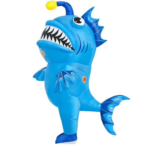 KOOY Inflatable Costumes Adult Fish Costume Angler fish Costume Funny Blow up for Adult Halloween Costume for Men Women