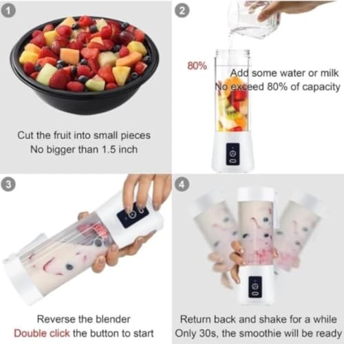 Image of USB Rechargeable, Portable, Easy-to-use, Blender with a Sporty Look (best for Milk-Shakes, Smoothies, Whey-Protein, & Wet blending) (1, Multicolor, 25, Watts)