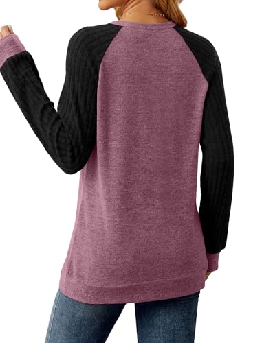 Image of Saloogoe Tunic Sweatshirts for Women Crewneck Lightweight Sweaters Raglan Long Sleeve Shirts Fall Fashion Tops 2026