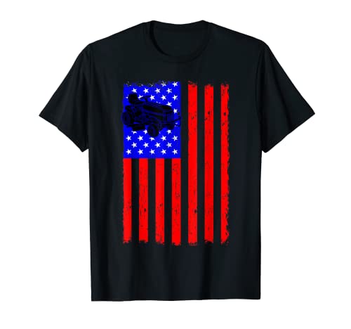 Lawn Mower Yard Mowing Gardener Landscaping US Independence T-Shirt