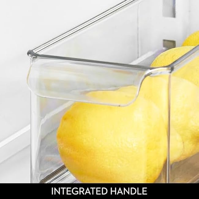 iDesign Stackable Fridge Storage Bin with Handle - Ideal for Fridge and Freezer, Clear, Made in USA