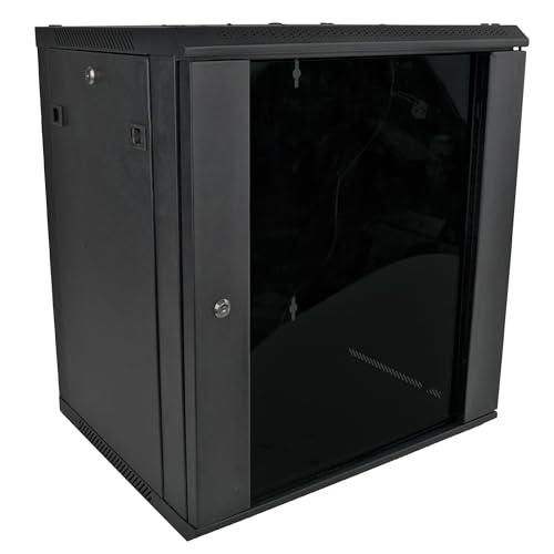 Rack de serveur 12U baie informatique murale avec ventilateur et porte en verre