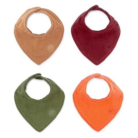 Parker Baby Co. Muslin Bandana Drool Bibs | 100% Soft Muslin Cotton, Absorbent & Adjustable | Stylish Teething & Drooling Bibs, 4 Pack - Estes Set Cover