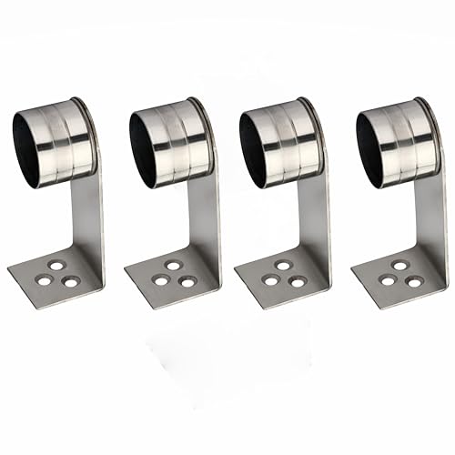 Image of GHAR DWAR L Shape Stainless Steel Wall Mount Concealed Long Band Curtain Rod & Ceiling Holder Brackets for Door and Windows Heavy Duty Holder Bracket Silver (3 Inch Silver, Pack of 2 Pair)