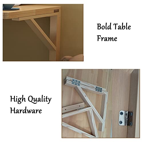 Bureau d'ordinateur mural pliable table suspendue rabattable bois massif double support