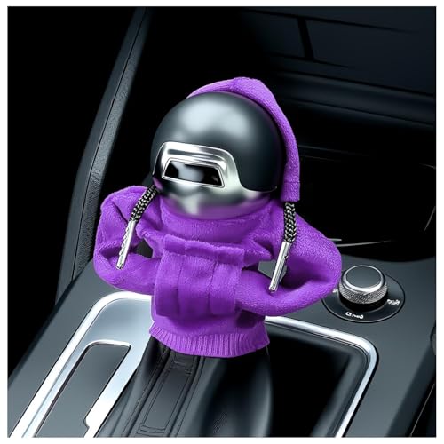 Image of OFBAND Funny Car Gear Shift Cover,Cute Car Gear Shift Hoodie as Christmas Cars Decorations,Universal Soft Shifts Knob Cover Protects from Wear & Dust (Purple)