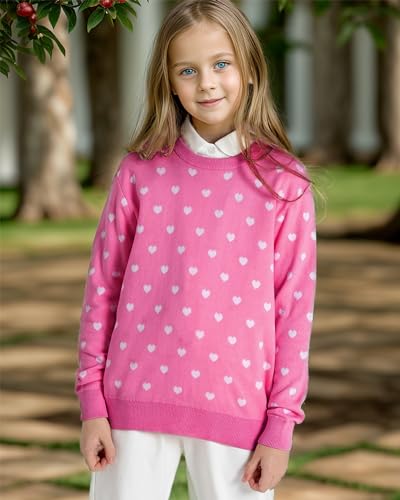 BOBOYOYO Girls Sweaters 100% Cotton Kids Sweater Holiday Teen Winter Pullover Crew Neck Long Sleeve Knit Top4
