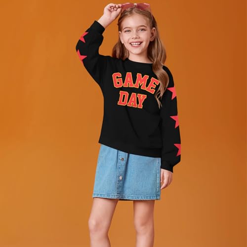 Image of Boys Girls Football Sweatshirt Vintage Bird Graphic Pullover Tops 5-14Y | Boys Girls Football Sweatshirt Kids Vintage Graphic Crewneck Hoodie Youth Game Day Pullover Shirts Long Sleeve Top