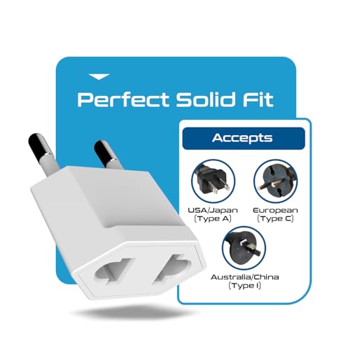 Image of Ceptics European Travel Plug Adapter - Converts USA to EU, Asia and Italy Outlet - Type A to Type C converter - Use in Germany, Spain, & More - 6-Pack