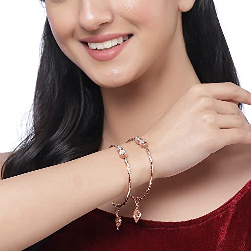 Rose Gold-Plated Peacock Handcrafted Kada Bracelets Set