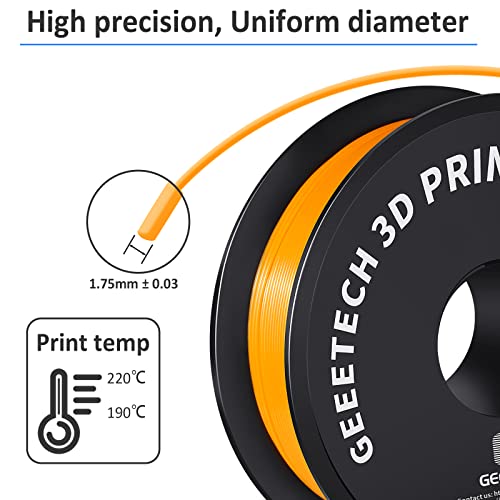Image of Geeetech Orange PLA 3D Printer Filament, PLA 3D Printer Filament 1kg Spool(2.2lbs) Dimensional Accuracy + /- 0.02 mm, 3D Printing Filament Fits for Most FDM 3D Printers