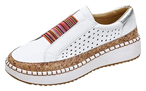 ERTY Wandelschoenen voor dames, premium orthopedische casual sneaker, dames plateausandalen orthopedische instapper wandelschoenen mode platte casual schoenen instappers (kleur: stijl J, maat: 9,5) - Afbeelding 4