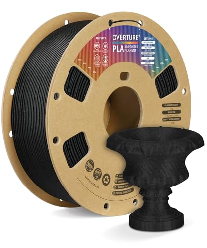 Image of OVERTURE PLA Filament 1.75mm, Neatly Wound 3D Printer Filament 1kg Spool (2.2lbs), Dimensional Accuracy + /- 0.02 mm, Fit Most FDM 3D Printers (Sparkle Black)