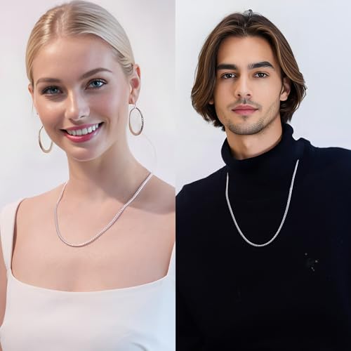 nometo Solid 925 Sterling Silver Cuban Chain Lobster Clasp 3.5mm 4mm 5mm Silver Chain for Men Silver Necklace Chain for Women 16/18/20/22/24/26/30 Inches3