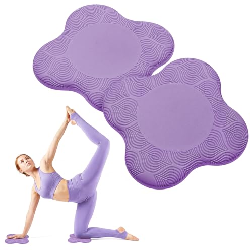 Image of Yoga Knee Pads Set of 2 - Extra Soft Non-Slip Yoga Knee Pad Cushion for Knees Elbows Wrists - Pilates & Workout Knee Pads for Floor Exercises, Kneeling, Stretching, Fitness, Purple