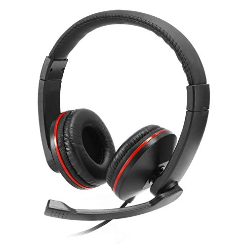 Micro casque filaire WE arceau réglable pour appels et musique noir et rouge