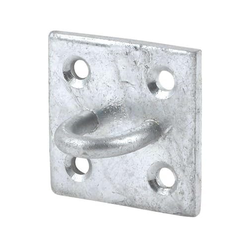 Hardware Solutions - Staple on Plate - For Chain to Gate Or Fence Posts - Hook Loop Suspension Ceiling Hooks - Galvanised - M6 x 50mm