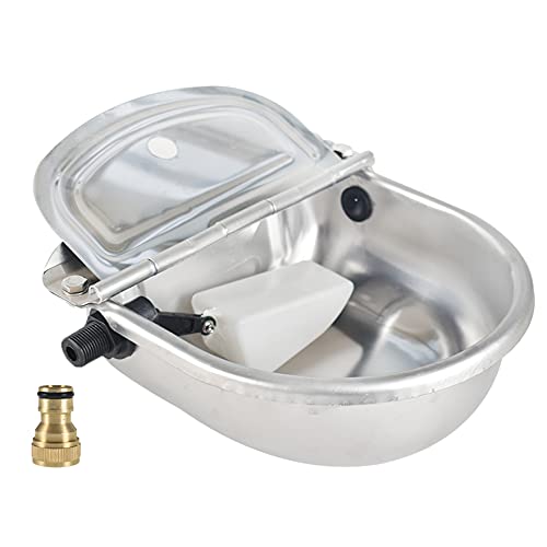 AISENPARTS Fregadero de Acero Inoxidable Cuenco Bebedero válvula de Flotador automática Cubo Suministros para cría de Animales se Utiliza para ovejas Perros Vacas Cabras Aves Cover