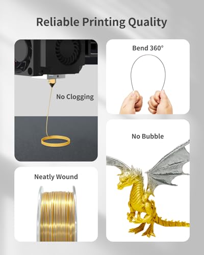 Image of Silk PLA Filament 1.75mm Dual Color Yellow Green 1KG, Metal-Like Shiny 3D Printer Filament, Precision ±0.02mm, Neatly Wound, No Clog /Bubble, Excellent Layer Adhesion, Fits Most FDM Printers