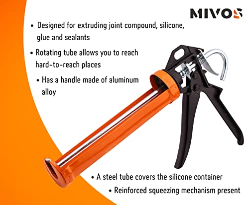 Mivos Professional Cartridge Gun For All 310 Ml Sealing And Adhesive Cartridges – Thrust Ratio Of 26:1 – Reinforced Cartridge Press With Rotating Frame And Piston With Three Rods - View #11