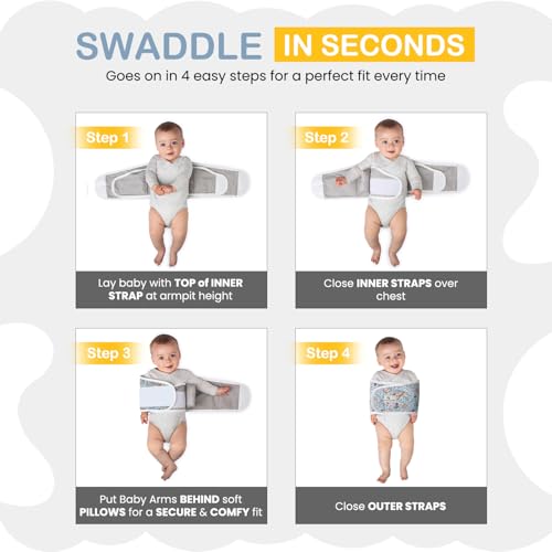 Image of Anna & Eve Baby Swaddle Strap for Newborns and Infants - 100% Cotton, No Overheating - The Original Arms Only - Adjustable Large Size Swaddle, Fits Chest 16 inch to 20.5 inch - Woodland Blue | 100% Cotton, Comfortable and Secure, No Overheating, Original Arms Only, Adjustable Size Swaddle, For Mothers, Mothers to be