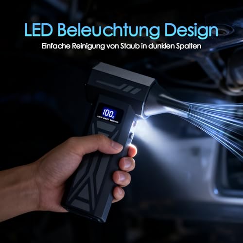 LAIVIYA 2-in-1 Elektrische Staubgebläse Staubsauger 150000 U/min 4-Gang Einstellbare Electric Air Duster Gebläse Druckluft mit Digital Display für Computer Tastatur Haus Outdoor Auto Reinigungsset