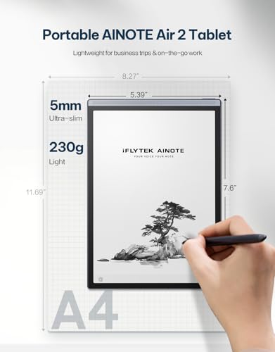 AINOTE Air 2, 8.2" AI Smart E Ink Tablet with Folio Case & Stylus, ChatGPT-Powered Multi-Language Transcription, Adjustable Light Paper Note-Taking Tablet Digital Notebook for Meetings Study - Image 6
