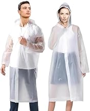 Hakily EVA Waterproof Unisex Rain Coat Hooded Full Sleeves Outdoor Men, Women, Boys & Girls Rainwear Poncho Raincoat for Camping, Hiking & Travelling (White)