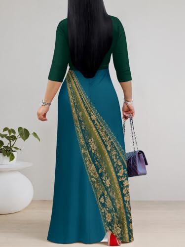 Image of Women's 3 /4 Sleeve Maxi Dress with Pockets