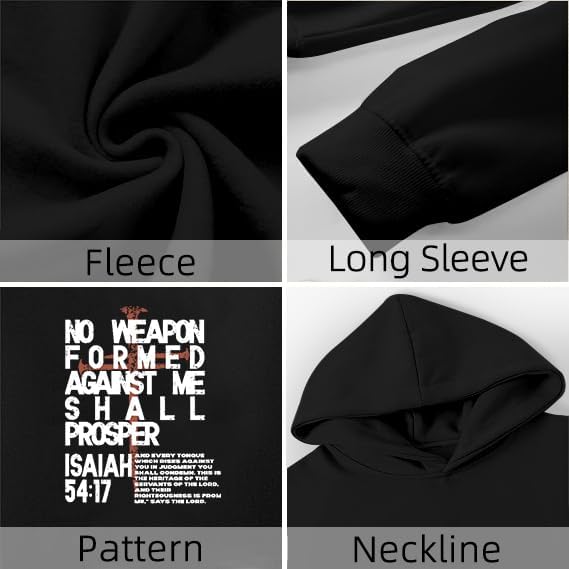 Christian Hoodie for Men Let's Pray Cross Sweatshirt Jesus God Sweatshirts Bible Verse Inspirational Pullover Tops