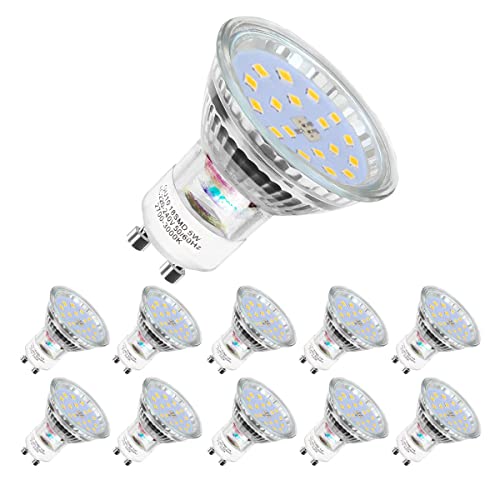 Yiahin Ampoules LED GU10, 5W équivalent 60W, 600lm, Blanc Neutre 4500K, 120° Larges Faisceaux, Ampoules LED Spot, Lot de 10