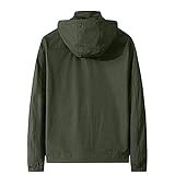 Treadyouth Herren Outwear Windreaker Herren Solid-Colour-Jacke Reißverschluss Windfest Langarm-Naht Kapuze aus Baumwolle (Army Green, XXL)