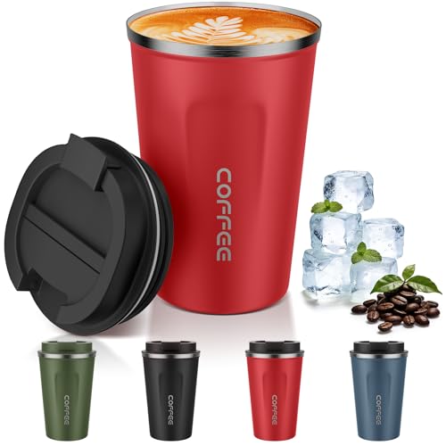 Image of MOMSIV 12oz Travel Mug, Insulated Coffee Cup with Leakproof Lid, Vacuum Stainless Steel Double Walled Reusable Tumbler for Hot and Cold Water Coffee and Tea In Travel and Car