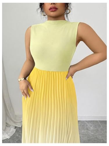 Image of SOLY HUX Women's Plus Size Maxi Dress Ombre Sleeveless Pleated A Line Flowy Long Formal Cocktail Dresses