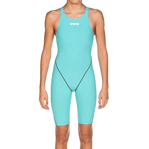Arena womens Powerskin St 2.0 Open Back Youth Racing One Piece Swimsuit, Aquamarine, 22 US
