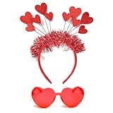ONEPEACE Love Heart Headband, Valentine's Day Sequin Heart Boppers Headbands Heart Shape Sunglasses, Perfect Hair Accessories for Wedding, Birthday, Valentine's Day
