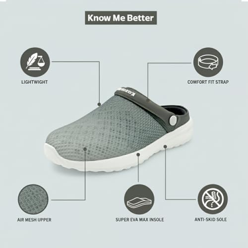 Image of KazarMax Men's Lightweight Clogs with Adjustable Back Strap | Anti-Skid EVA Sole | Memory Foam Cushion | Casual Slip-On Sandals for Daily Use