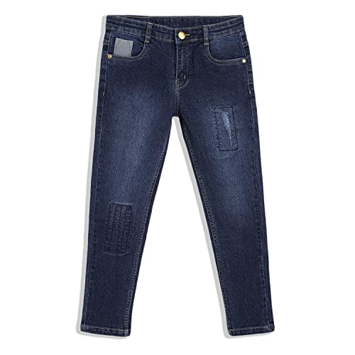 Image of Urbano Juniors Boy's Blue Slim Fit Washed Denim Jeans Stretch