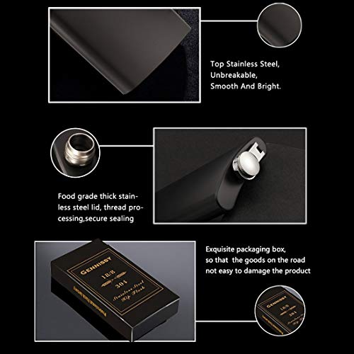 Gennissy 12Oz Whiskey Flasks For Liquor For Men, 304 18/11 Stainless Steel Leakproof With Funnel, With Never-Lose Metal Cap, Hip Flask Gift Sets For Groomsmen, Camping Pocket Metal Flask #TOP4