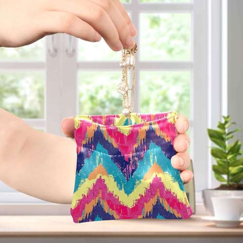 Colorful Zigzag Pattern Coin Purse Leather Pouch Change Purse, Squeeze Coin Pouch for Cards, Keys & Lipsticks, Unisex4