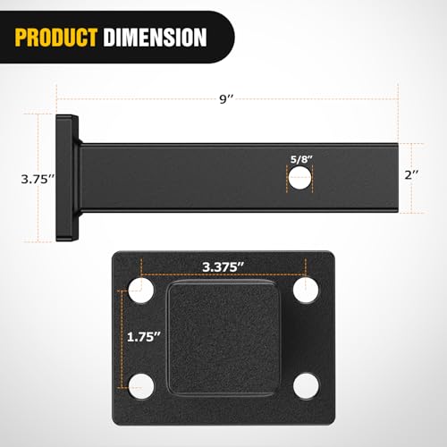 Image of Nilight 1-Position Pintle Hook Mount for 2 inch Hitch Receiver Solid Steel MGTW 20,000 lbs 9-Inch Length Black Pintle Hook Hitch Mounting Plate