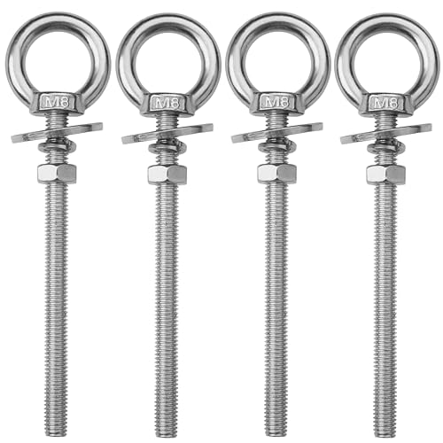 Image of 4 Pack M8 Stainless Steel Eye Bolts with Nuts,5 /16 inch x 4 inch Eye Bolts