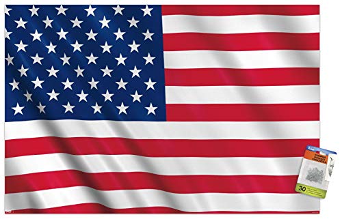Poster drapeau USA punaises incluses toile murale haute définition