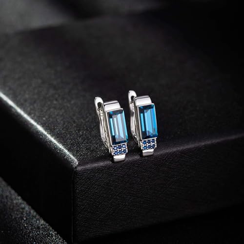 Austrian Crystal Leverback Earrings for Women Rectangle Drop Earrings 14K Gold Plated Hypoallergenic Everyday Earrings for Her4