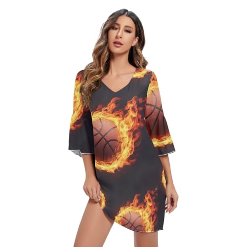 Robe trapèze d'été col en V ample solution confort coupe légère