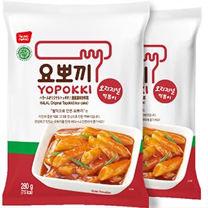Miniatura 6 de Yopokki Instant Halal Tteokbokki Pack (Hot Spicy, Pack de 2) Comida callejera coreana con salsa picante dulce y picante Topokki Rice Cake - Rápido y