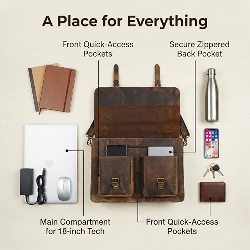 Bolso maletín cuero vintage para laptop 20 pulgadas miniatura 5