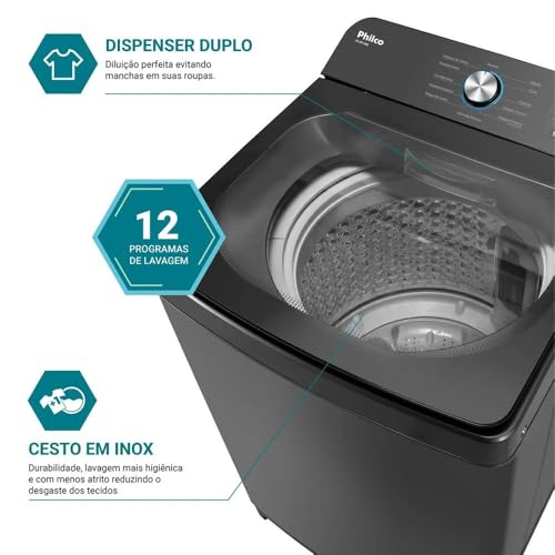 Máquina de Lavar 14 Kg Philco PLR14B 12 Programas de Lavagem 220V #4