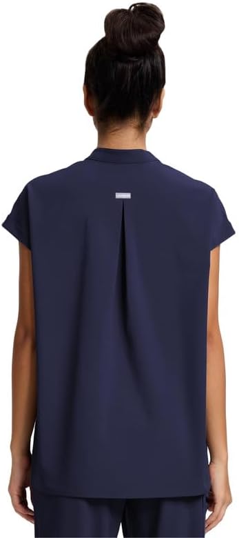Leaddol Scrub Tops for Women, Mandarin Collar Oversized Fit Soft Stretch Medical Scrub Shirts with 2 Pockets - Image 2